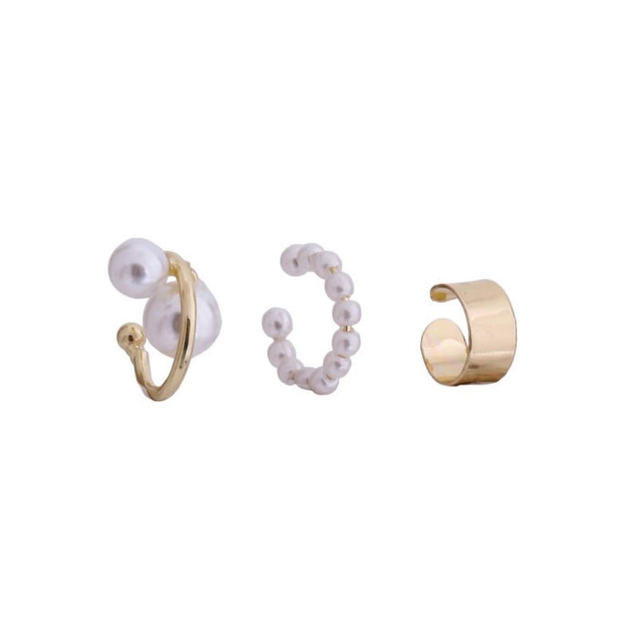 Wholesale Three-Piece Set  Pearl Ear Clip Women's  Earrings Ear Clip