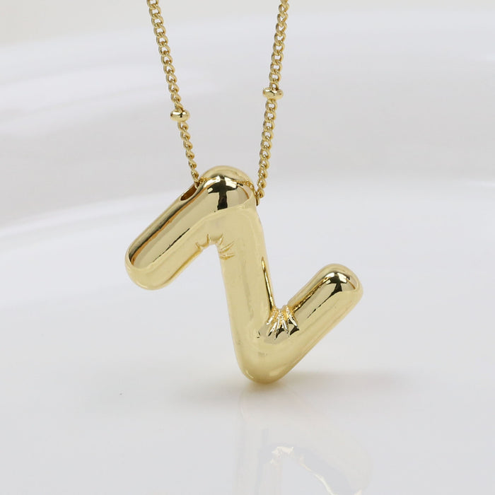 Wholesale 2PCS 18k Brass Glossy Balloon 26 English Letter Necklace JDC-NE-BaiYi006