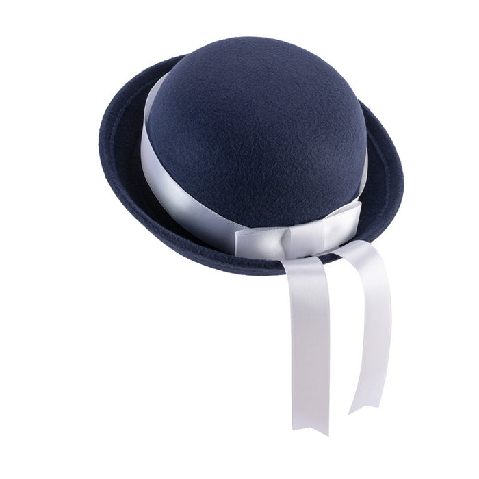 Wholesale Uniform hat, small round hat, versatile round woolen hat, ribbon hat