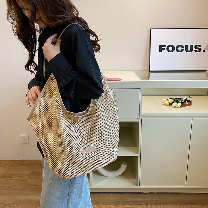 Wholesale Woven bag versatile fashion niche one shoulder bucket bag beach bag