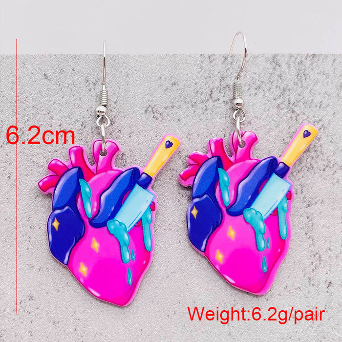 Wholesale  blood print acrylic earrings simulation personality sharp knife kitchen knife earrings funny earrings