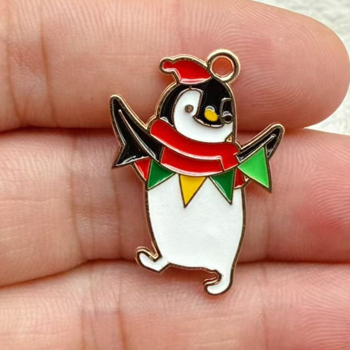 Wholesale 10pcs New oil-drip Christmas-themed alloy accessories  cartoon snowman  reindeer,   DIY pendant accessories