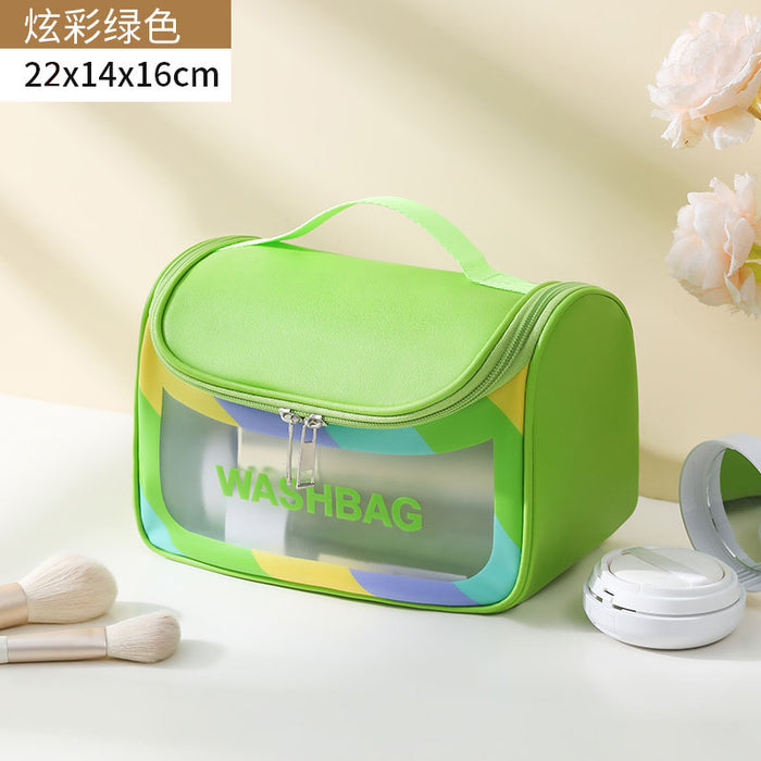 Wholesale Stylish Waterproof PVC Travel Toiletry Bag Large Capacity Handheld Cosmetic Pouch Colorful Curved Design For Travel Gift Everyday Use