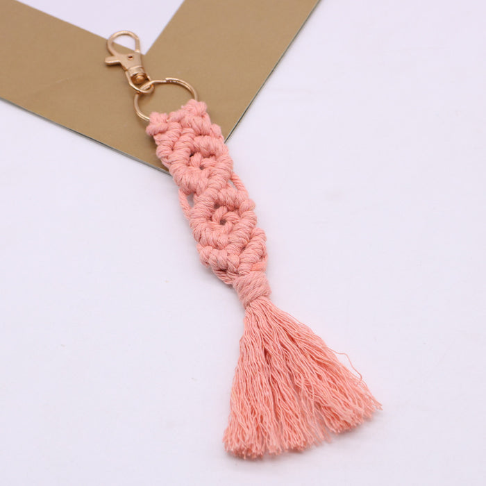Wholesale Cotton Rope Hand-woven Tassel Keychain JDC-KC-LanXuan001