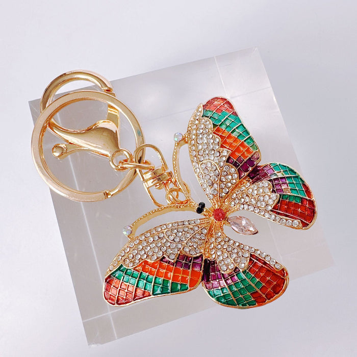 Wholesale Rhinestone Colorful Butterfly Alloy Keychain JDC-KC-ZhanLun007