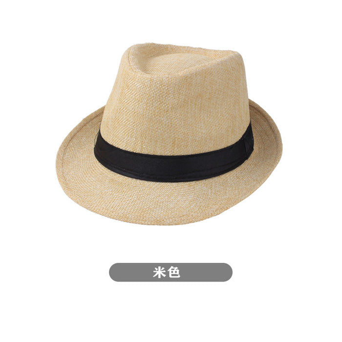 Wholesale Spring and Summer Hats Men's Solid Color Linen Hats Casual Couple Hats Sun Hats Jazz Hats Straw Hats Sunshade JDC-SH-DG002