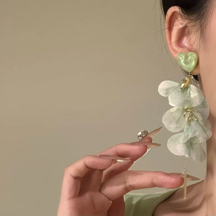 Wholesale Mesh flower earrings Tassel earrings for women