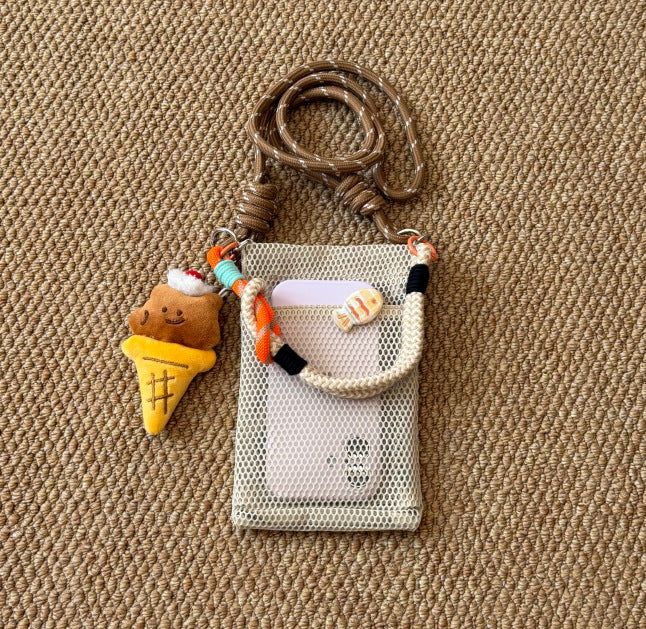 Wholesale Trendy Mesh Phone Bag Mint Green Crossbody Handbag MOQ≥2
