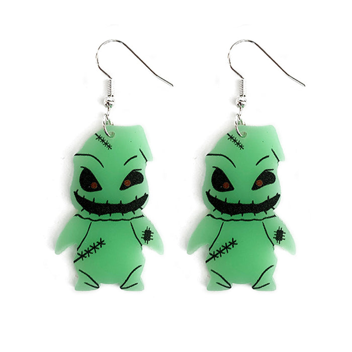 Wholesale  night luminous devil earrings acrylic luminous horror personality earrings