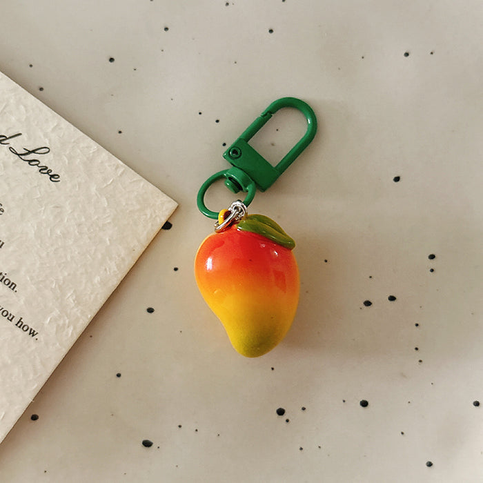 Wholesale Chic Tropical Fruit Resin Keychain Bag Charm Pendant For Girls Boutique Gift Accessory