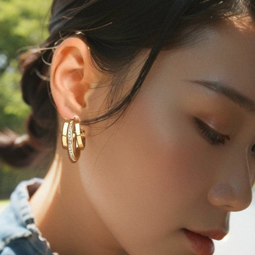 Wholesale Metal Cold Wind Big Ear Ring Earrings Diamond Earrings Women