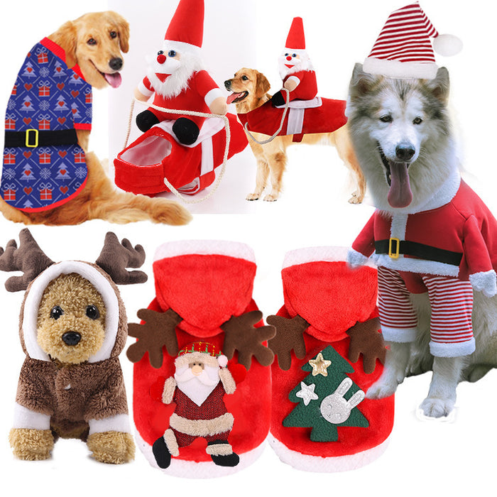 Wholesale Dogs Christmas Pet Supplies Clothes  Cotton Coat Autumn and Winter Elk Cat and Dog Clothes