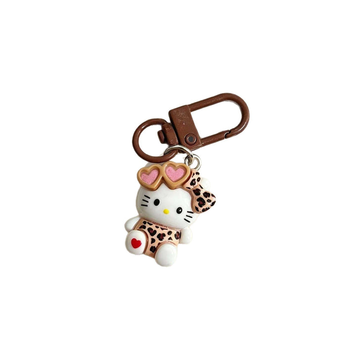 Wholesale Resin Cartoon Cat Keychain Bag Charm Cute Leopard Print Pendant For Girls Purse Backpack And Keys