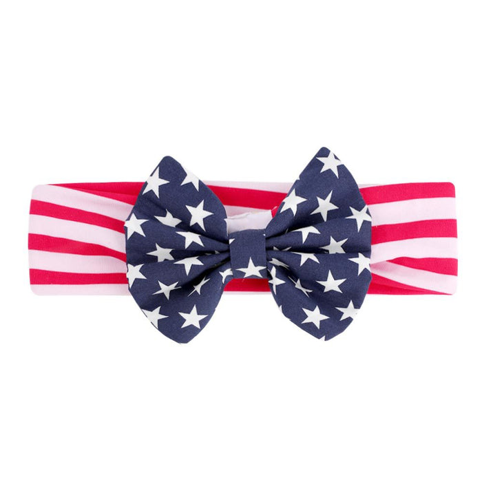 Wholesale 50PCS American Independence Day Baby Print Sequin Bow Wide Border Fabric Headband JDC-HD-XiuG001