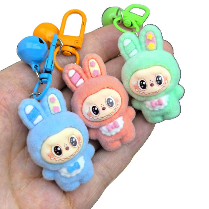 Wholesale flocked bell resin accessory Keychains