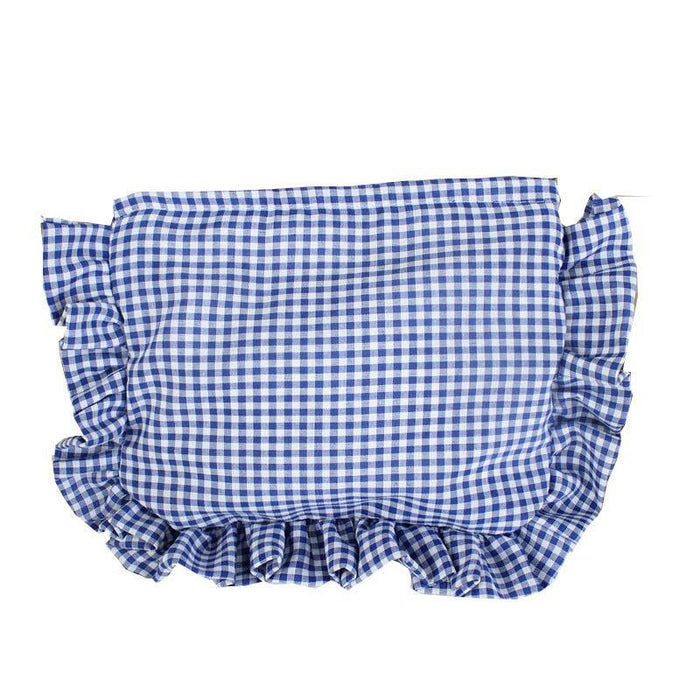 Wholesale Yellow Gingham Ruffle Trim Makeup Bag Large Capacity Portable Cosmetic Organizer For Everyday Use And Boutique Resale