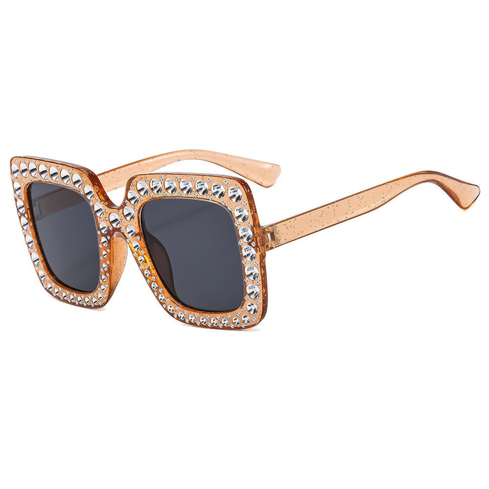 Wholesale Glitter Gold Powder Multi-color Square Rhinestone PC Sunglasses JDC-SG-XIa066