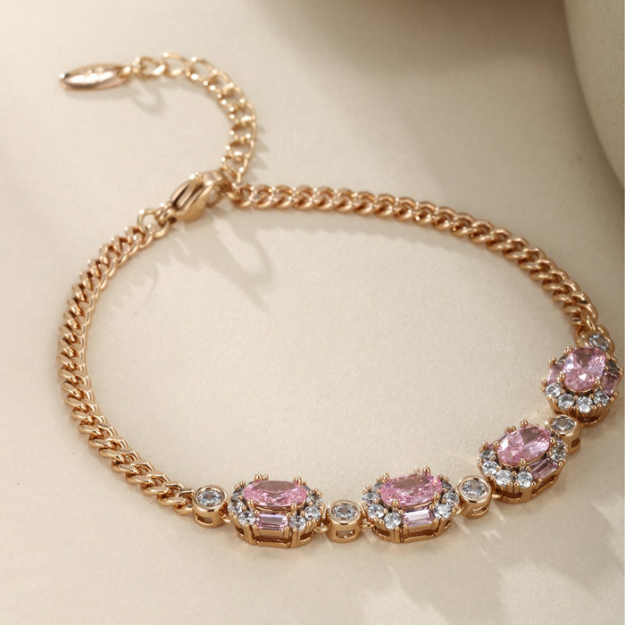 Wholesale Oval Pink Gemstone Bracelet for Women JDC-BT-XP008