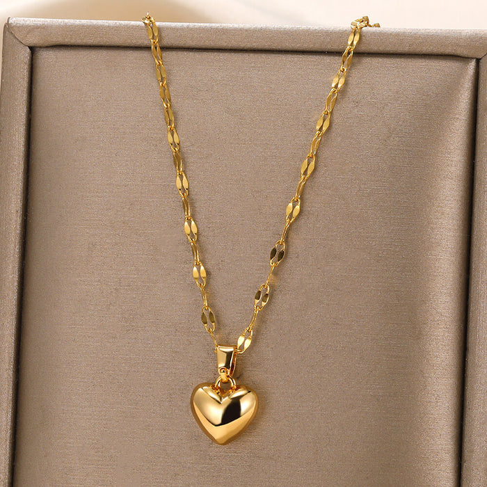 Wholesale Imitation Gold Heart Pendant Necklace Zinc Alloy Valentine' s Day Gift