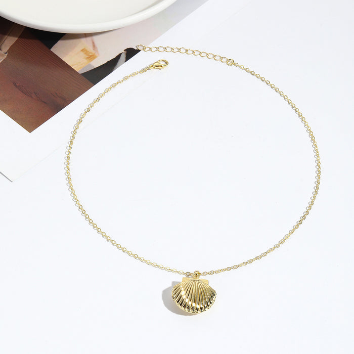 Wholesale Shell Photo Box Necklace Can Open Decorative Exquisite Women's Necklace