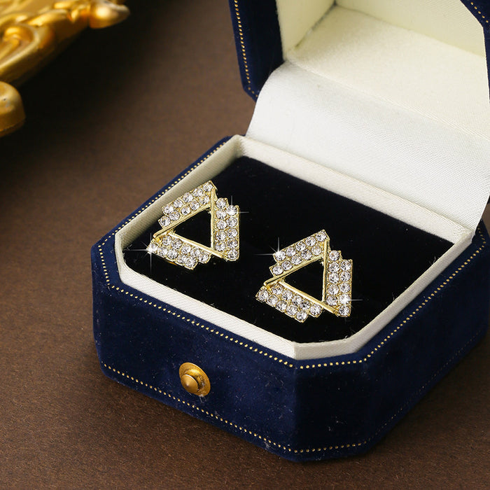 Wholesale Silver Needle Simple and Versatile Jewelry with Diamond Geometry, High Grade Feeling Earrings