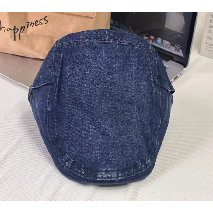 Wholesale Washed denim big brimmed beret, newsboy hat