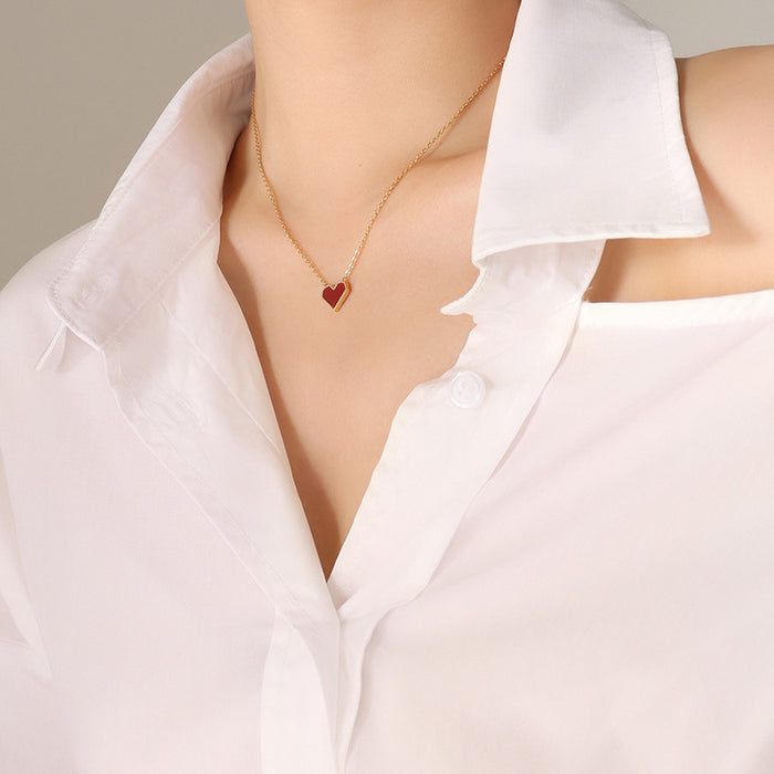 Wholesale Gold plated peach heart versatile titanium steel collarbone high-end women's necklace