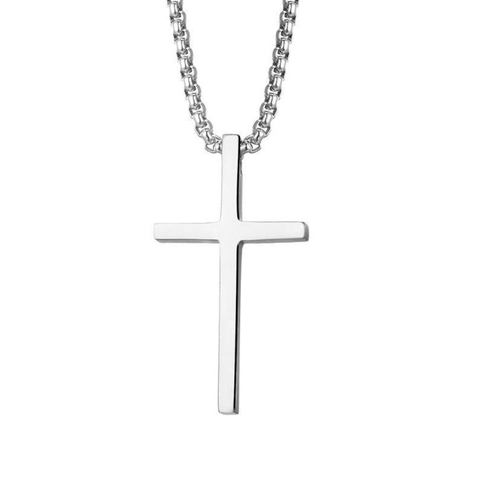 Wholesale New Titanium Cross Necklace, Couple Style, Stainless Steel Pendant, Sweater Chain Accessory