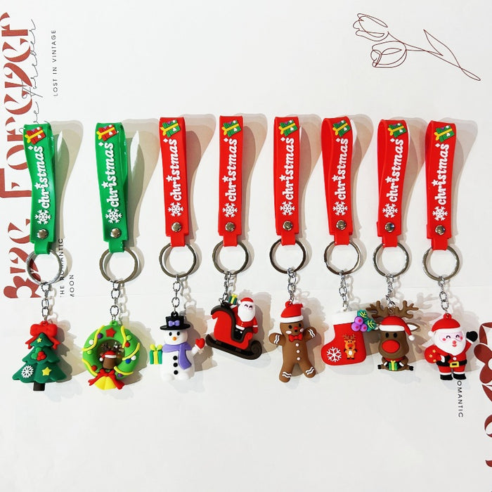 Wholesale PVC Christmas Snowman Cartoon Doll Keychain JDC-KC-WuYi083