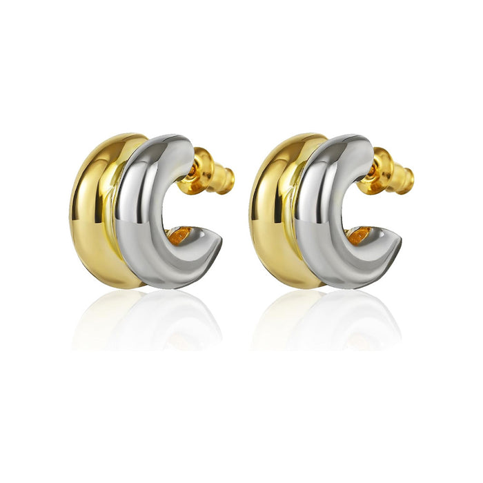 Wholesale Electroplated Stainless Steel Light Luxury Gold Double-Layer Earrings