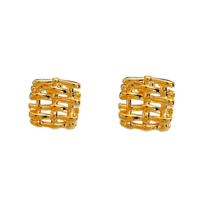 Wholesale Metal woven irregular square earrings for women s925 silver needle design earrings