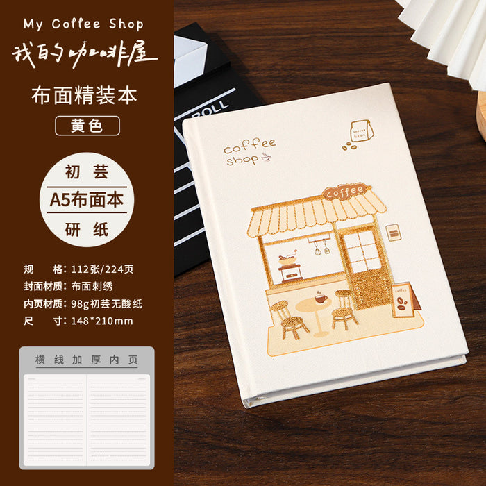 Wholesale Coffee House Embroidered Cloth Hardcover Notebook Design Journal