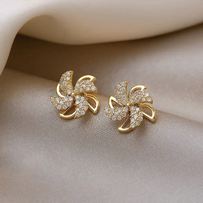 Wholesale Rotating windmill alloy earrings