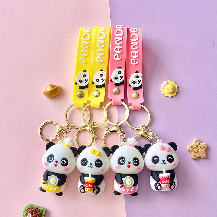 Wholesale Cartoon Cute Panda Doll Keychain Student Couple Bag Decorative