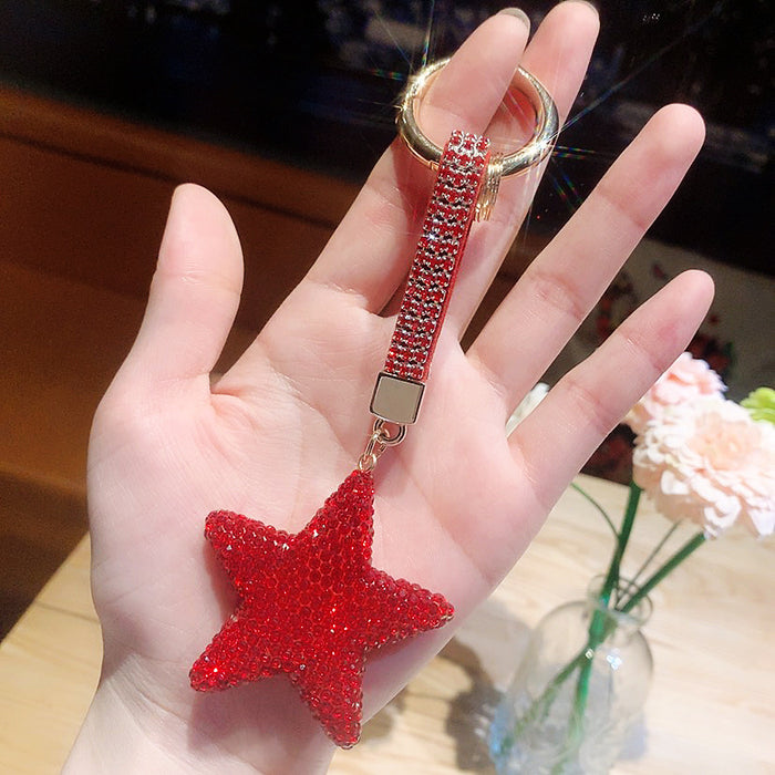 Wholesale Double-sided Diamond Five-pointed Star Keychain