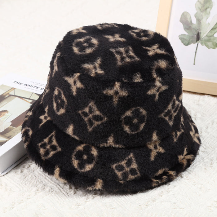 Wholesale winter plush warm fisherman hat with copper coin pattern printing JDC-HT-ShunY002