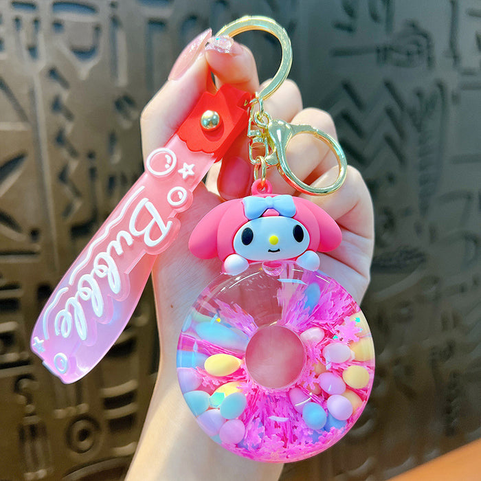 Wholesale Liquid Sand Swimming Ring Car Keychain Pendant