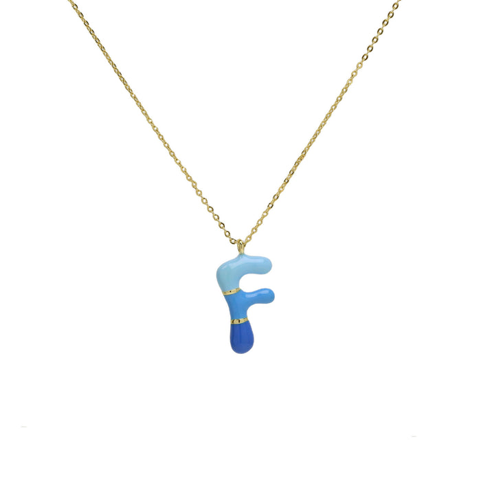 Wholesale 2PCS 18k Brass Drip Gel Capsule Colorful 26 English Letter Necklace JDC-NE-BaiYi009