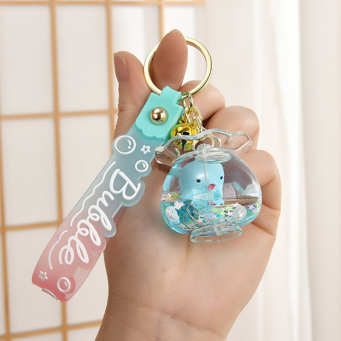 Wholesale Oil-Filled Bottle Aquarium Marine Animal Keychain