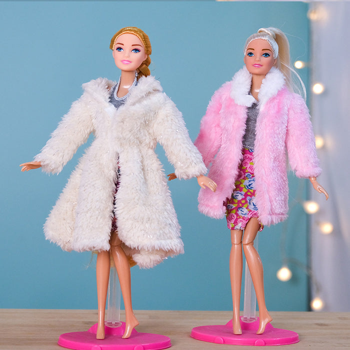 Wholesale Fur plush vest coat skirt suit dress doll clothes