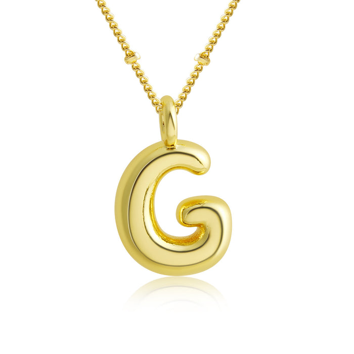 Wholesale Bubble Polished Letter Pendant Copper Necklace JDC-NE-BaiTian012