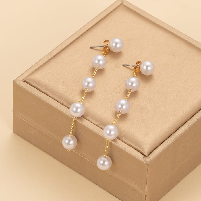 Wholesale Pearl Earrings, a Pair of Pendant Earrings, Long Pearl Chain Tassel Earrings