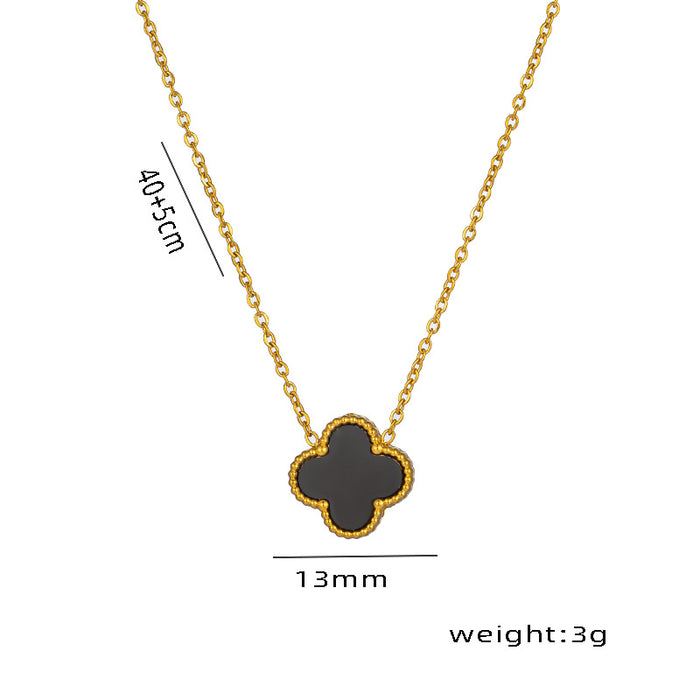 Wholesale Double-sided Fritillaria Lucky Necklace Four-leaf Clover Single Flower Necklace Titanium Steel