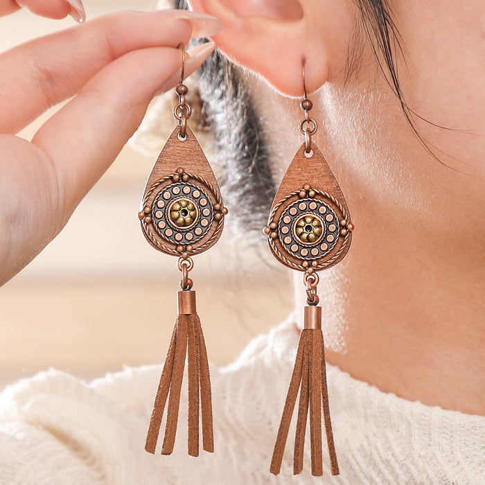 Wholesale Bohemian Retro Tassel Earrings Ethnic Style Zinc Alloy Gift MOQ≥2