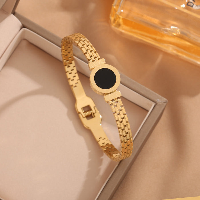 Wholesale Gold Bangle Set With Clover Rhinestone Design Chic Jewelry Accessory
