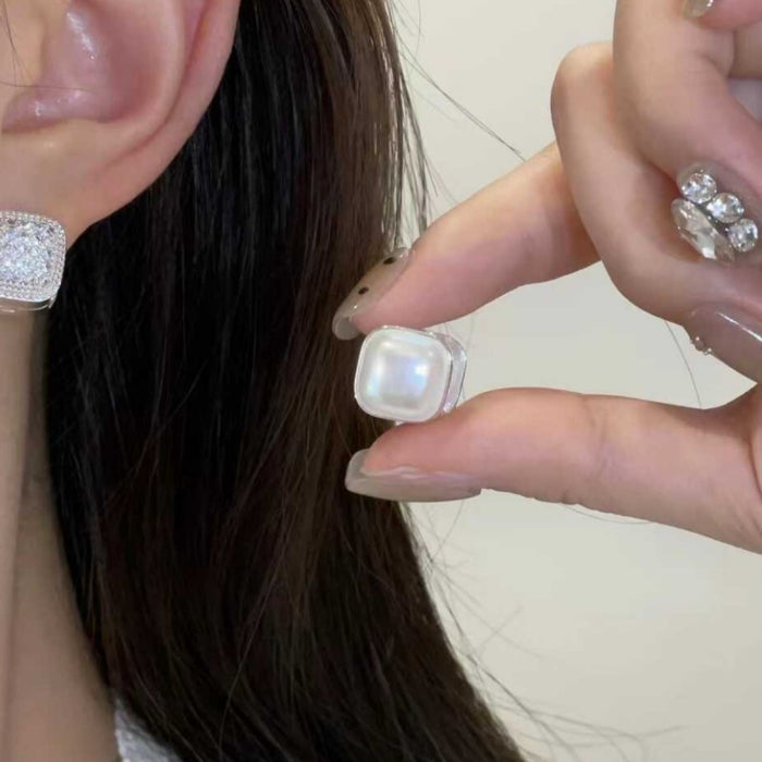 Wholesale Double sided pearl zircon earrings, new, niche, high-end, elegant, commuting, exquisite ear buckles, earrings