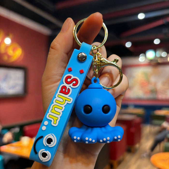 Wholesale Doll Keychain Mythical Beast Quirky Abstract Wooden Stick Man Shark Small Pendant