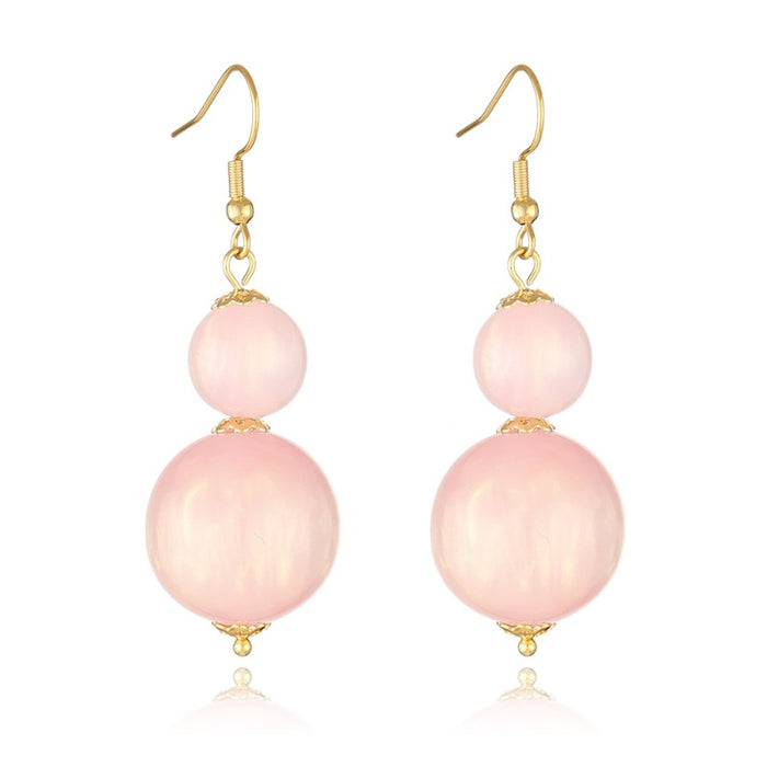 Wholesale Simple colorful resin round bead earrings double bead earrings