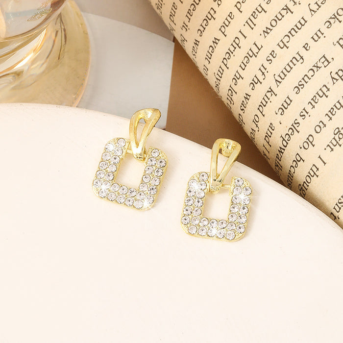Wholesale New light luxury earrings with geometric diamond studded earrings, high-end and fashionable earrings wholesale
