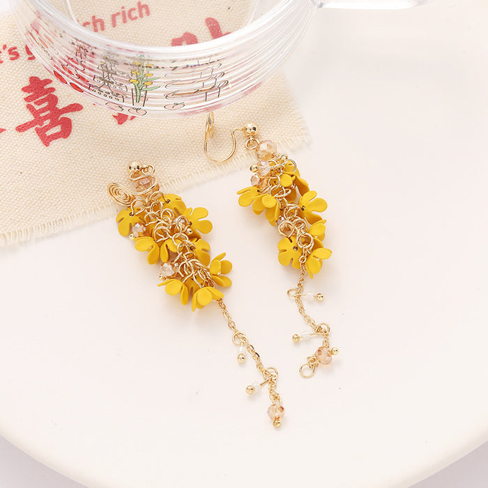 Wholesale Flower Tassel Earrings Long Elegant Earrings Ear Hanging for Face Skinny Mosquito Incense Plate Ear Clip